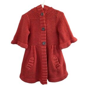 Free People Sweater Extra Small Red Coral Hooded Chunky Knit Bohemian Ladies